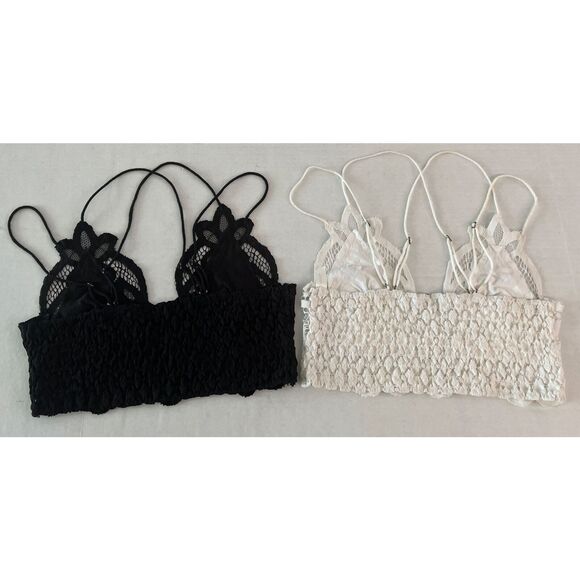 Free People Adella Bralette Sz Small Set Of 2 White & Black. NWOT Display Models - Picture 2 of 16
